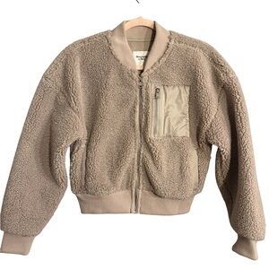 Abercrombie & Fitch Beige Sherpa Bomber Jacket